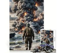 Rompecabezas difícil Explosión en la Playa con Soldados para Adultos, 1000 Piezas Mejora la Memoria, relaja la Mente, Bordes Afilados, Regalo Elegante (38x26cm)