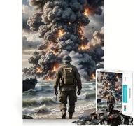 Rompecabezas difícil Explosión en la Playa con Soldados para Adultos, 1000 Piezas, Rompecabezas Mental, Arte Relajante, (50x75cm)