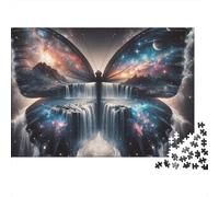 Rompecabezas Difícil Fantasía Mariposa Cósmica 1000 Piezas Adultos Mariposa Cósmica Cascada Galaxia Surreal Premium Grueso Resistente Vibrante Desafiante Alivio Estrés 70x50cm/1000pzs