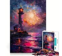 Rompecabezas difícil Faro Océano Púrpura para Adultos 1000 Piezas Memory Lift Fácil de armar Imagen de Ocio Regalo artístico (50x75cm)