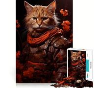 Rompecabezas difícil Gato Naranja Samurai para Adultos 1000 Piezas Juguete de Habilidad para Toda la Familia Arte de Corte preciso Coleccionable (50x75cm)