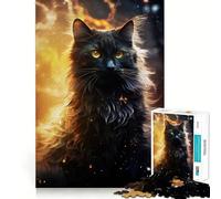 Rompecabezas difícil Gato Negro Místico para Adultos, 1000 Piezas, Think Toy, diversión Tranquila, Corte Limpio, Pieza de Arte Fino (38x26cm)