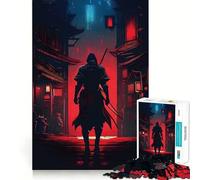 Rompecabezas difícil Guerrero Samurai Rojo para Adultos 1000 Piezas Mejora la Memoria Calma Tranquilidad Corte Suave Regalo clásico (50x75cm)