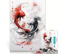 Rompecabezas difícil japonés de Peces Rojos y Blancos para Adultos, 1000 Piezas, Mejora la Memoria, relaja la Mente, Bordes Afilados, Regalo Elegante (38x26cm)