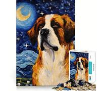 Rompecabezas difícil La Noche Estrellada de San Bernardo para Adultos, 1000 Piezas, Juguete de lógica Pura, Actividad para el hogar, Corte Limpio, Bonito Regalo (38x52cm)