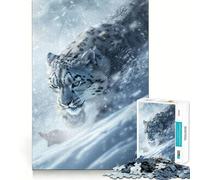 Rompecabezas difícil Leopardo de Las Nieves al acecho para Adultos, 1000 Piezas Mejora la Memoria, relaja la Mente, Bordes Afilados, Regalo Elegante (38x26cm)
