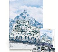 Rompecabezas difícil Leopardo de Las Nieves sobre Las montañas para Adultos 1000 Piezas Rompecabezas Mental Relajante Arte de ensamblaje (38x52cm)