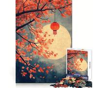 Rompecabezas difícil Linterna Roja Luna de Otoño para Adultos 1000 Piezas Juguete de lógica Pura Actividad en casa Corte Limpio Regalo Encantador (38x26cm)