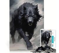 Rompecabezas difícil Lobo Negro Corriendo para Adultos 1000 Piezas Juguete de lógica Fina Diversión Tranquila Bordes limpios Regalo considerado (38x26cm)