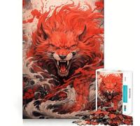 Rompecabezas difícil Lobo Rojo para Adultos, 1000 Piezas, Juego de Habilidad, Tiempo en Familia, Arte de Corte preciso, Coleccionable (38x26cm)