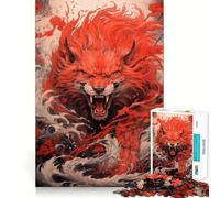 Rompecabezas difícil Lobo Rojo para Adultos, 1000 Piezas, Juguete Intelectual, Tiempo Acogedor, Corte de Calidad, (50x75cm)