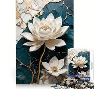 Rompecabezas difícil Loto Blanco sobre Kintsugi para Adultos, 1000 Piezas, Mejora la concentración, Actividad Relajante, Corte Suave, Regalo de Invierno (38x26cm)