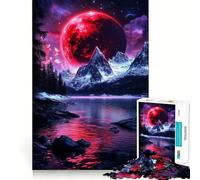 Rompecabezas difícil Luna Roja sobre Montañas para Adultos, 1000 Piezas, desafío Mental, Juguete de Ocio Suave, Corte preciso, Regalo Memorable (38x26cm)