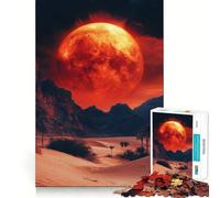 Rompecabezas difícil Luna Roja sobre Paisaje Desértico para Adultos, 1000 Piezas, Juguete de lógica Pura, Actividad para el hogar, Corte Limpio, Bonito Regalo (38x52cm)