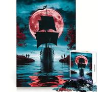 Rompecabezas difícil Navegando bajo la Luna de Sangre para Adultos, 1000 Piezas, Juguete de lógica Pura, Actividad para el hogar, Corte Limpio, Bonito Regalo (50x75cm)