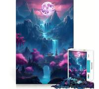 Rompecabezas difícil Neon Cherry Blossom Oasis para Adultos, 1000 Piezas, Think Toy, diversión Tranquila, Corte Limpio, Pieza de Arte Fino (50x75cm)