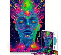 Rompecabezas difícil Neon Cosmic Face para Adultos, 1000 Piezas, Think Toy, diversión Tranquila, Corte Limpio, Pieza de Arte Fino (38x26cm)