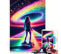 Rompecabezas difícil Neon Cosmic Skater para Adultos, 1000 Piezas, Think Toy, diversión Tranquila, Corte Limpio, Pieza de Arte Fino (38x26cm)