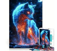 Rompecabezas difícil Neon Cyberpunk Wolf para Adultos, 1000 Piezas, Think Toy, diversión Tranquila, diseño Limpio, Pieza de Arte (38x52cm)