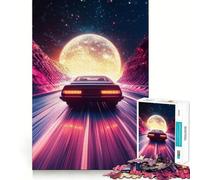 Rompecabezas difícil Neon Highway to The Moon para Adultos, 1000 Piezas, Juguete de Tren lógico, Tiempo de Paz, Corte Suave, Regalo Premium (50x75cm)