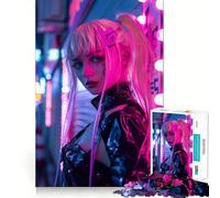 Rompecabezas difícil Neon Tokyo Cyber Punk Girl para Adultos, 1000 Piezas, Juguete de Tren lógico, Tiempo de Paz, Corte Suave, Regalo Premium (50x75cm)