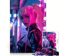 Rompecabezas difícil Neon Tokyo Cyber Punk Girl para Adultos, 1000 Piezas, Juguete de Tren lógico, Tiempo de Paz, Corte Suave, Regalo Premium (50x75cm)