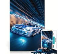 Rompecabezas difícil Nissan Skyline R Drifting para Adultos, 1000 Piezas, Juego Inteligente para el hogar, Disfruta del Montaje de la Imagen, Regalo Festivo (38x52cm)