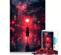 Rompecabezas difícil Noche de Luna Roja para Adultos, 1000 Piezas, Juguete de lógica Pura, Actividad para el hogar, diseño Limpio, Regalo Encantador (50x75cm)