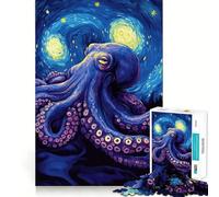 Rompecabezas difícil Noche Estrellada con Pulpo para Adultos, 1000 Piezas, estimula la Memoria, Juego Relajante, Corte Premium, (38x26cm)