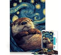 Rompecabezas difícil Noche Estrellada de Nutria para Adultos, 1000 Piezas, con Sistema de Memoria, fácil de armar, Ideal para el Ocio Regalo artístico (38x52cm)