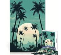 Rompecabezas difícil Oasis de Palmeras para Adultos, 1000 Piezas, con Sistema de Memoria, fácil de armar, Ideal para el Ocio y como Regalo artístico (38x26cm)