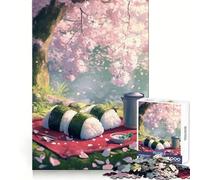 Rompecabezas difícil Onigiri Picnic Bajo Flores de Cerezo para Adultos, 1000 Piezas, estimula la Memoria, Juego Relajante, Corte Premium, (50x75cm)