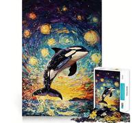 Rompecabezas difícil Orca bajo Cielo Estrellado para Adultos, 1000 Piezas, Memory Lift, fácil de armar, Ideal para el Ocio, Regalo artístico (38x52cm)