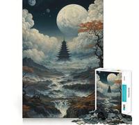 Rompecabezas difícil Pagoda bajo la Luna Llena para Adultos, 1000 Piezas, Juego Inteligente para el hogar, Disfruta del Montaje de la Imagen, Regalo Festivo (50x75cm)