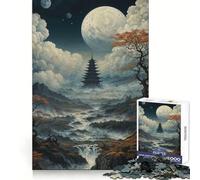Rompecabezas difícil Pagoda bajo la Luna Llena para Adultos, 1000 Piezas, Juego Inteligente para el hogar, Disfruta del Montaje de la Imagen, Regalo Festivo (50x75cm)