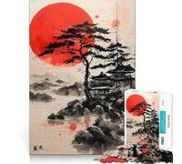 Rompecabezas difícil Pagoda del Sol Rojo para Adultos, 1000 Piezas, Recall Boost Quiet Calm Smooth Cut Classic Gift (38x52cm)