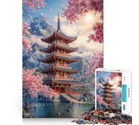 Rompecabezas difícil Pagoda Junto al Lago para Adultos, 1000 Piezas, estimula la Memoria, Juego Relajante, Corte Premium, (50x75cm)