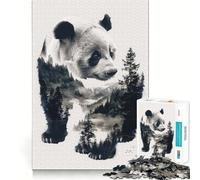 Rompecabezas difícil Panda Animal Forest para Adultos, 1000 Piezas, estimula la Memoria, Juego Relajante, Corte Premium, (50x75cm)