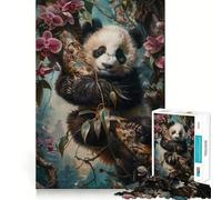 Rompecabezas difícil Panda en Flor para Adultos, 1000 Piezas, estimula la Memoria, Juego Relajante, Corte Premium, (38x52cm)