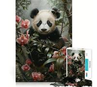 Rompecabezas difícil Panda en Flor para Adultos, 1000 Piezas, estimula la Memoria, Juego Relajante, Corte Premium, (38x26cm)