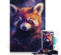 Rompecabezas difícil Panda Rojo en el Espacio para Adultos 1000 Piezas Juguete de Habilidad para Toda la Familia Arte de Corte preciso Coleccionable (38x52cm)