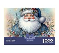 Rompecabezas Difícil Papá Noel 1000 Piezas Adultos Niños - Papá Noel Vintage Guirnalda Flores, Antiestrés, Regalo 70x50cm