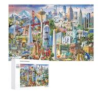 Rompecabezas Difícil para Adultos 1000 PCS American Iconic Landmarks Puzzle Rompecabezas Familiar Juego Regalo De Cumpleaños Gran Regalo para Jugar 1000 PCS
