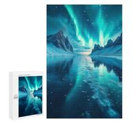 Rompecabezas Difícil para Adultos 1000 PCS Aurora Borealis Over Mountains Rompecabezas para Adultos Juegos De Relajación Desafío Difícil Desafiante De Completar 1000 PCS