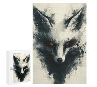 Rompecabezas Difícil para Adultos 1000 PCS Black Kitsune Fox Painting Rompecabezas para Adultos Juegos De Relajación Desafío Difícil Desafiante De Completar 1000 PCS