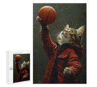 Rompecabezas Difícil para Adultos 1000 PCS Cat with Basketball Rompecabezas para Adultos Juegos De Relajación Desafío Difícil Desafiante De Completar 1000 PCS