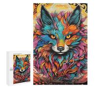 Rompecabezas Difícil para Adultos 1000 PCS Colorful Fox Portrait-10 Rompecabezas para Adultos Juguete Decoración De Pared Carrera De Velocidad Manual Desafío Educativo 1000 PCS