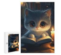 Rompecabezas Difícil para Adultos 1000 PCS Cute Cat Reading by Candlelight Rompecabezas para Adultos Juegos De Relajación Desafío Difícil Desafiante De Completar 1000 PCS