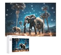 Rompecabezas Difícil para Adultos 1000 PCS Elephants Under A Starry Sky Rompecabezas para Adultos Juguete Decoración De Pared Carrera De Velocidad Manual Desafío Educativo 1000 PCS
