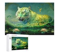 Rompecabezas Difícil para Adultos 1000 PCS Enchanted Tiger in A Lush Garden Rompecabezas De Juguete Decoración De Pared Arte De Pared Regalo De Cumpleaños, Regalos, 1000 PCS